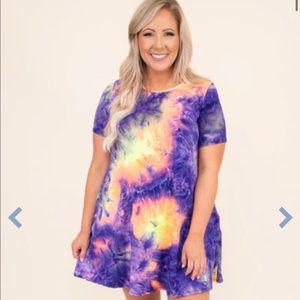 Chic Soul Purple and Yellow Tie-Dye Dress